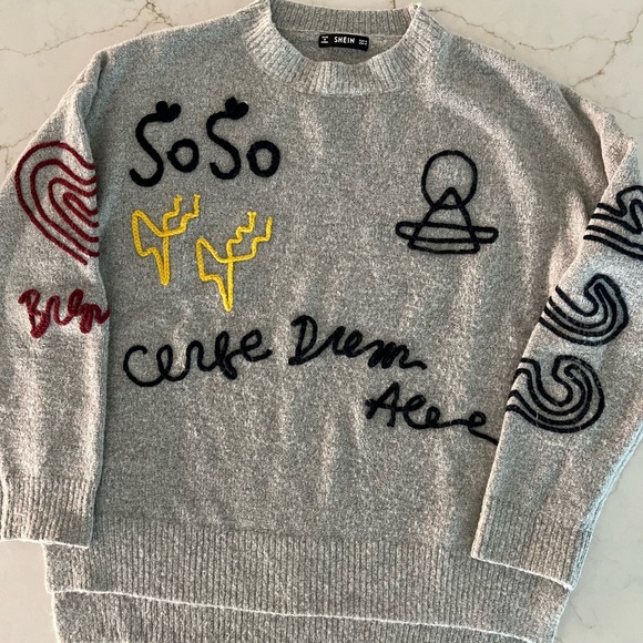 SHEIN Carpe Diem Long Sleeve Crew Neck Sweater - Picture 4 of 7